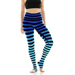 K-DEER Blue and Black Striped Yoga Pants